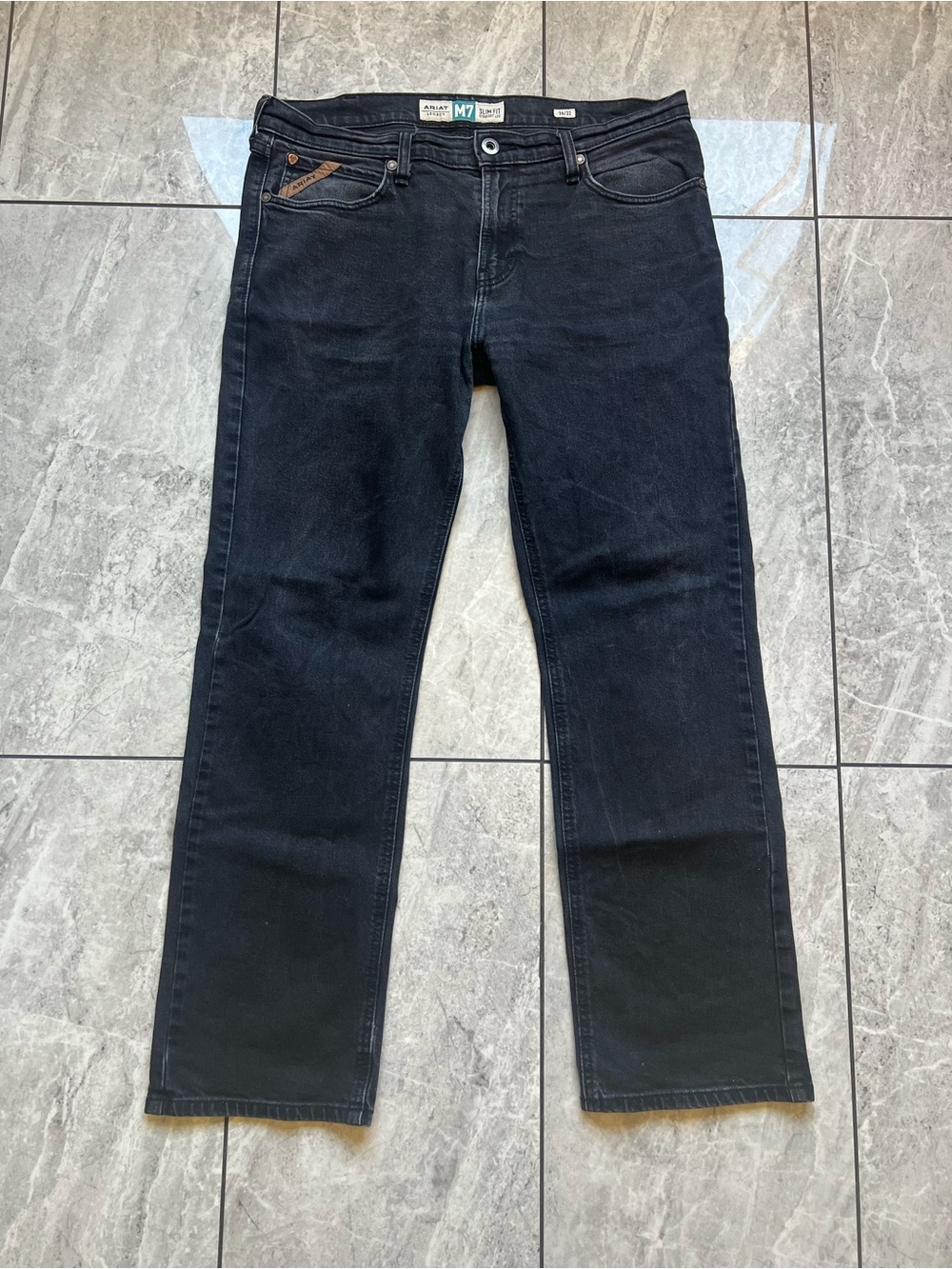Ariat M7 Legacy Slim Fit Straight Leg Jeans Mens 36x32 Black Denim Cowboy